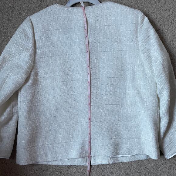 Vintage White Gold Metalic Tweed Jacket Blazer - Picture 5 of 5